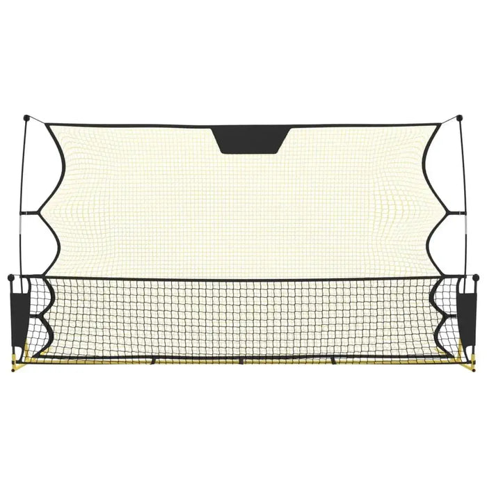 Yellow and black football rebounder net with dual-surface training system, 183x120 cm