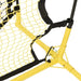 Yellow and black football rebounder net with sturdy frame and mesh for soccer training
