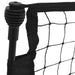 Close-up of black football rebounder net frame and mesh detail