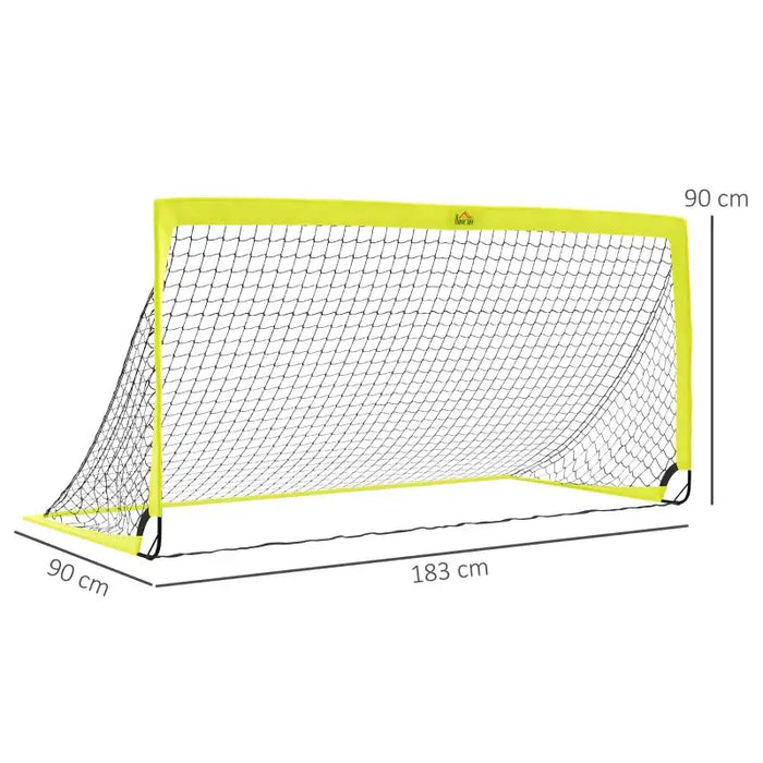 Yellow Football Goal Set of 2 – 183x90cm Steel Frame | Portable with Carry Bag HOMCOM - Little and Giant Explorers HOMCOM