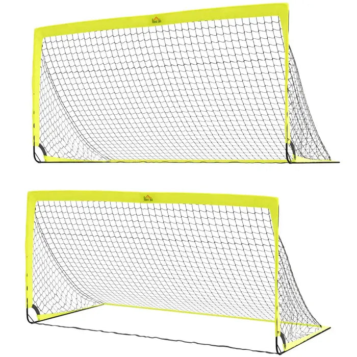 Yellow Football Goal Set of 2 – 183x90cm Steel Frame | Portable with Carry Bag HOMCOM - Little and Giant Explorers HOMCOM