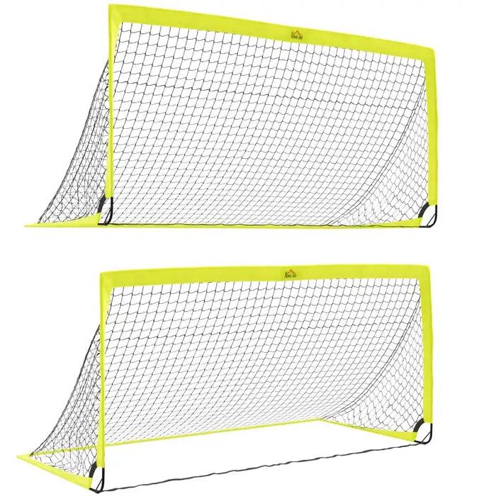 Yellow Football Goal Set of 2 – 183x90cm Steel Frame | Portable with Carry Bag HOMCOM - Little and Giant Explorers HOMCOM