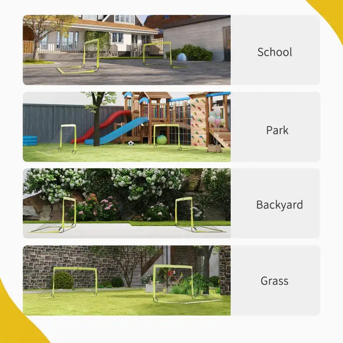 Yellow Football Goal Set of 2 – 183x90cm Steel Frame | Portable with Carry Bag HOMCOM - Little and Giant Explorers HOMCOM