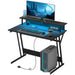 Z Shaped Gaming Desk with LED Lights and Power Outlets - Little and Giant Explorers HOMCOM