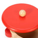 Red wooden pot lid with knob handle from kids' wooden cooking set
