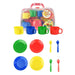 Colorful 17-piece kids' tea set with cups, plates, spoons, and carry case for pretend play