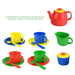 Colorful 17-piece kids tea set with cups, saucers, teapot, milk jug, sugar bowl and spoons
