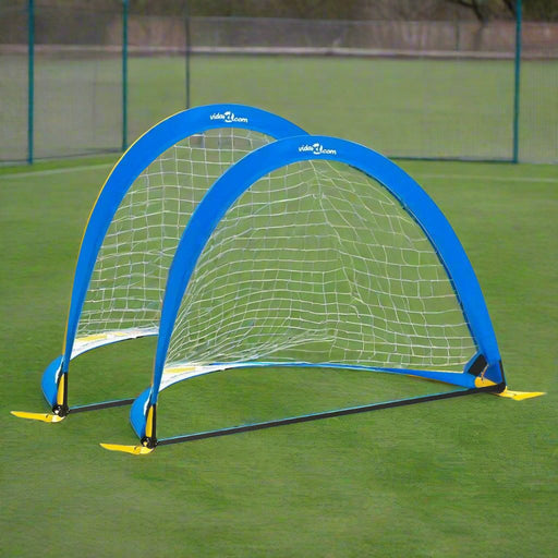 2 Children Football Goals with Storage Bag in Blue and Black (119 x 82 x 84.5cm) - Little and Giant Explorers vidaXL