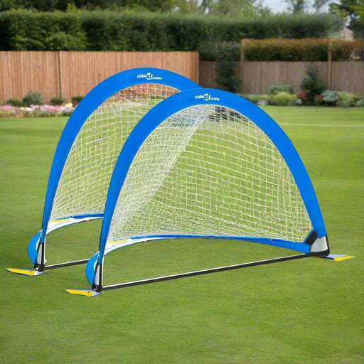 2 Children Football Goals with Storage Bag in Blue and Black (183 x 117.5 x 120.5cm) - Little and Giant Explorers vidaXL