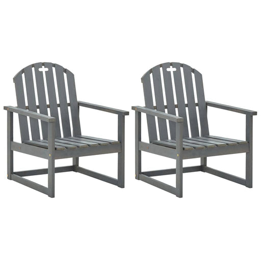 2 Grey Garden Sofa Chairs in Solid Acacia Wood - Little and Giant Explorers vidaXL