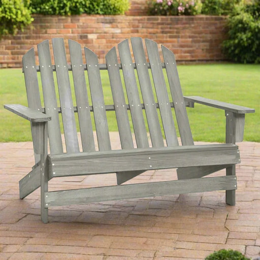 2-Seater Grey Garden Adirondack Chair in Solid Fir Wood - Little and Giant Explorers vidaXL