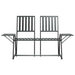 Black metal 2-seater garden bench with steel frame and foldable side tables