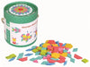 250-piece wooden mosaic blocks set for kids with colorful geometric shapes and storage tub