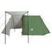 Green 3-person A-frame camping tent with awning and dual protection design