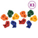Colorful kids climbing wall holds set, assorted shapes, set of 30, X3 sign.