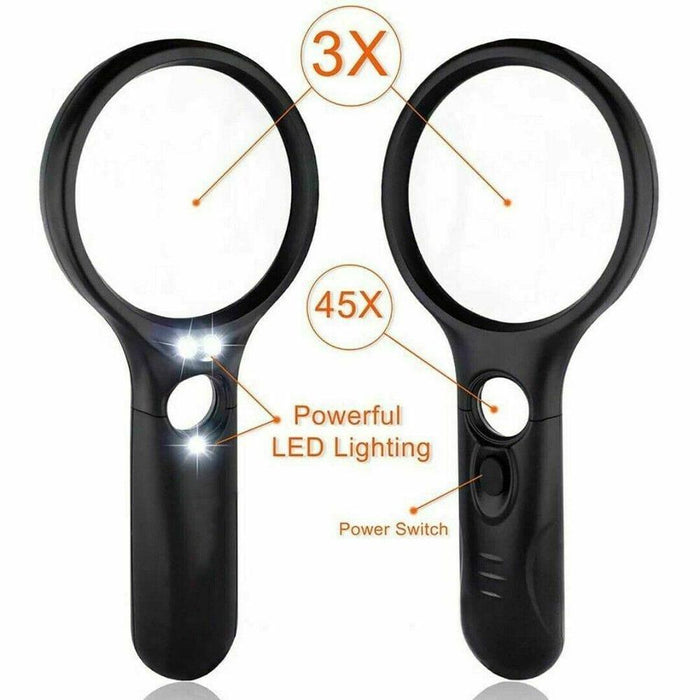 45X Loupe Magnifying Glass with Illuminated LED Light for Reading and Jewellery - Little and Giant Explorers Little and Giant Explorer