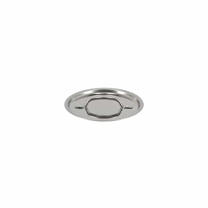 Stainless steel lid for mud kitchen playset, isolated on white background