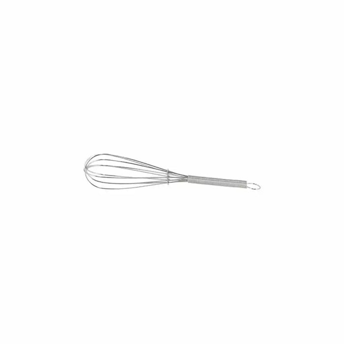 Stainless steel whisk kitchen utensil on white background