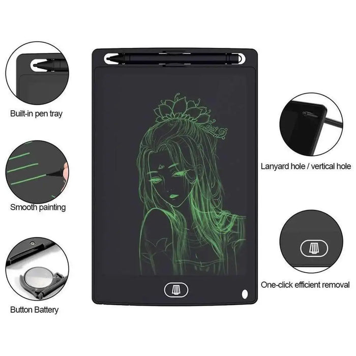 8.5 inch LCD writing tablet with stylus, green digital drawing, pressure-sensitive screen