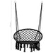 Anthracite hammock swing chair with tassels, black rope, 80cm diameter, 120cm ropes