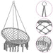 Grey 80cm hammock swing chair with adjustable ropes, tassel edge, and netted seat design.