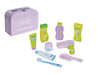 Kids wooden toiletry set with case, comb, toothbrush, and grooming accessories