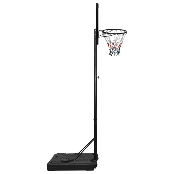 Adjustable basketball stand with polycarbonate backboard and triangular base