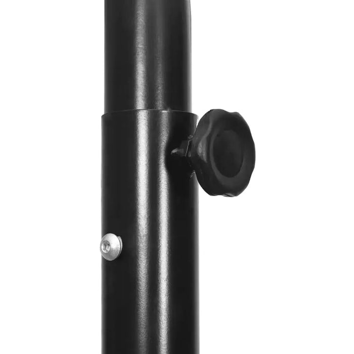 Black adjustable basketball stand pole with knob close-up