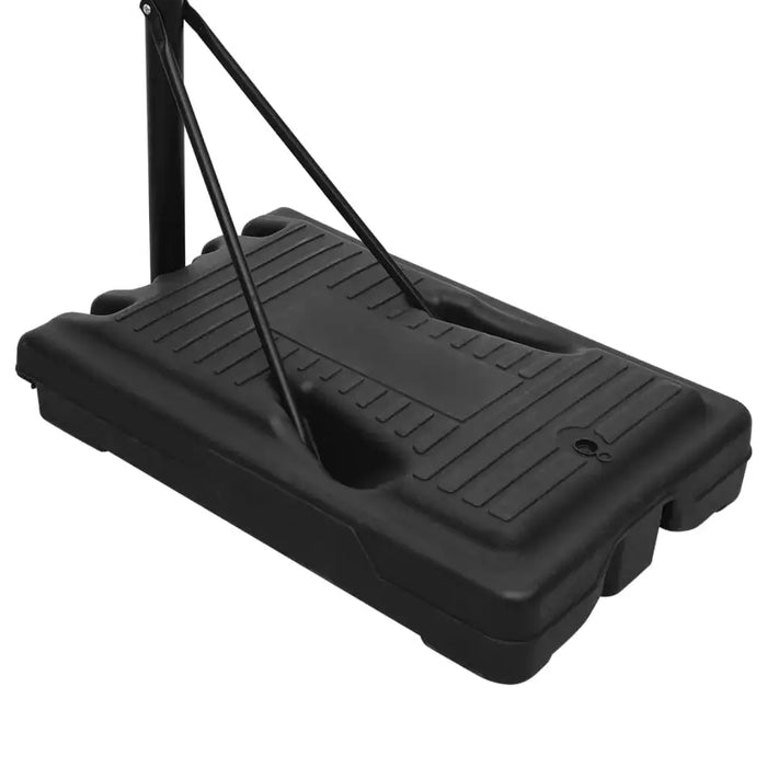 Adjustable basketball stand with sturdy polycarbonate backboard and black triangular base