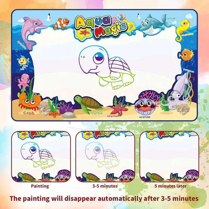 Aqua Magic water doodle mat with sea animals, turtle drawing, and disappearing ink feature