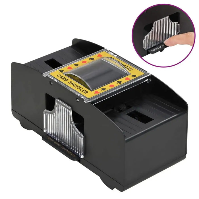 Automatic card shuffler for poker, bridge, Texas Hold'em, battery-powered, black design
