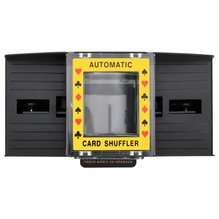 Automatic card shuffler machine with yellow label for poker and standard card games