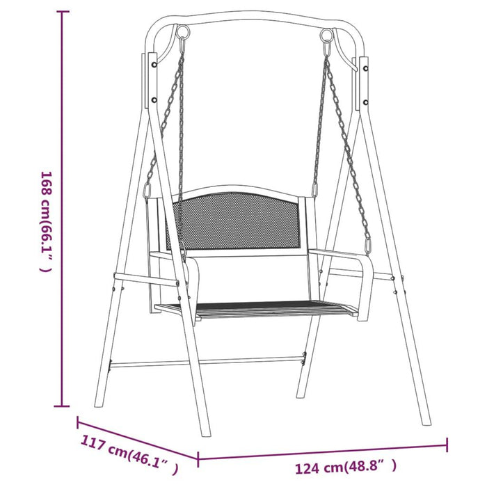 Black Steel Swing Bench (124cm) - Little and Giant Explorers vidaXL