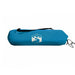 Blue taffeta storage tent bag with strap and white mountain logo on white background