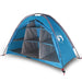 Blue taffeta storage tent with 9 compartments and mountain logo, indoor organizer