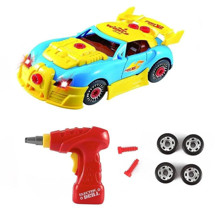 Build Your Own Toy Car with 30 Pieces, Electric Drill, Realistic Sounds & Lights - Little and Giant Explorers SOKA Play Imagine Learn