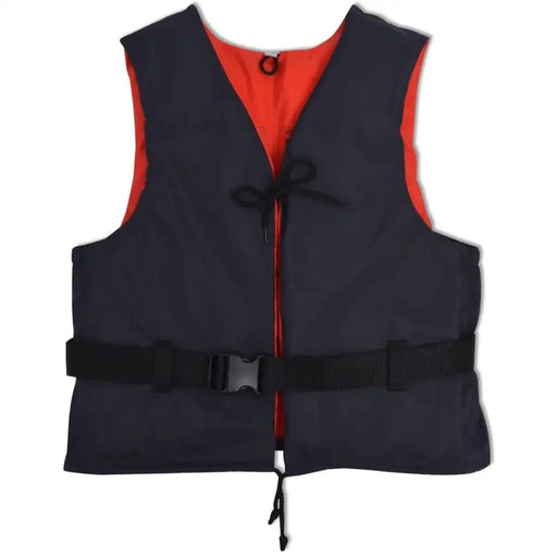 Navy blue Level 50 buoyancy aid personal flotation device with black belt and red lining