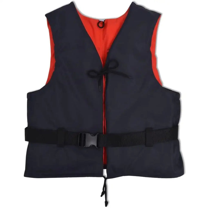 Navy blue Level 50 buoyancy aid personal flotation device with black belt and red lining