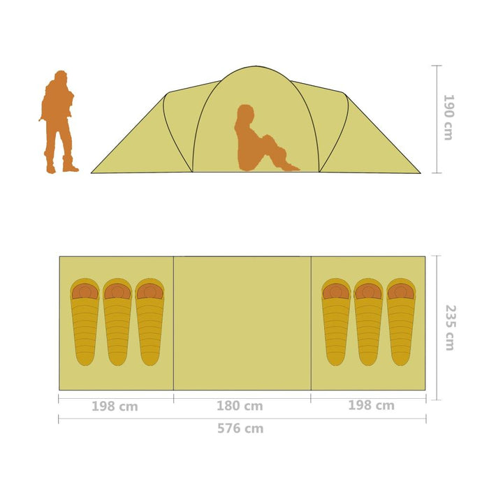 Camping Tent in Grey and Orange (6 persons) - Little and Giant Explorers vidaXL