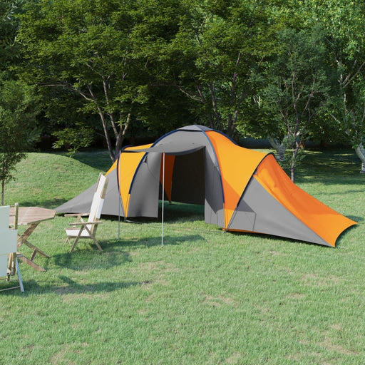 Camping Tent in Grey and Orange (6 persons) - Little and Giant Explorers vidaXL