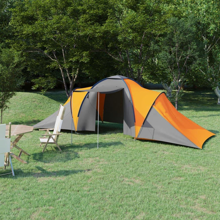 Camping Tent in Grey and Orange (6 persons) - Little and Giant Explorers vidaXL