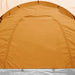 Grey and orange camping tent door, 6-person outdoor tent, close-up view