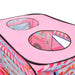 Pink car-themed play tent with ice cream truck design and two roof openings