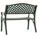 Cast aluminium garden bench with lattice backrest and green cast iron legs