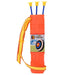 Children's archery set with orange quiver and three blue suction cup arrows