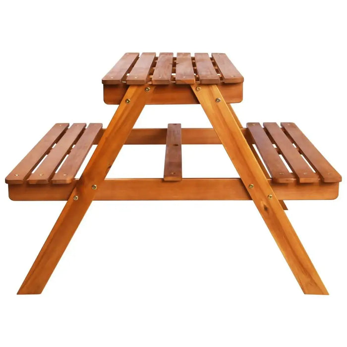 Children's wooden picnic table with benches for outdoor play furniture