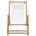 Deck Chair in Bamboo and Canvas Cream White - Little and Giant Explorers vidaXL