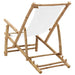 Deck Chair in Bamboo and Canvas Cream White - Little and Giant Explorers vidaXL