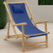 Deck Chair in Bamboo and Canvas Navy Blue - Little and Giant Explorers vidaXL