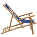 Deck Chair in Bamboo and Canvas Navy Blue - Little and Giant Explorers vidaXL